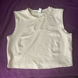 Cream Boxy Crop Muscle Tee